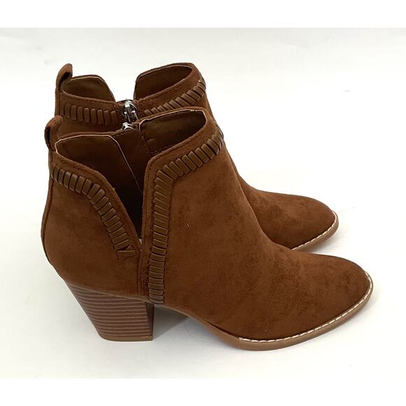 Dolce Vita Heeled Pointed Toe Suede Western Bootie Brown Tan Size 7 NEW - Picture 3 of 8